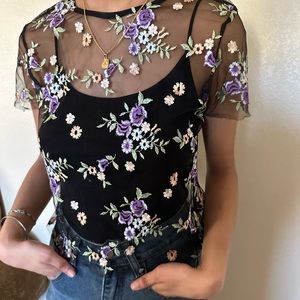 mesh floral top size small